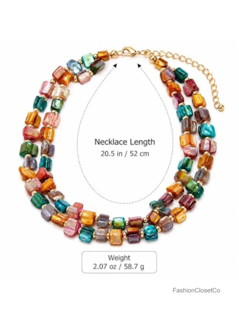 Boho Layered Beaded Faux Shell Choker Necklace Chunky Statement Jewelry